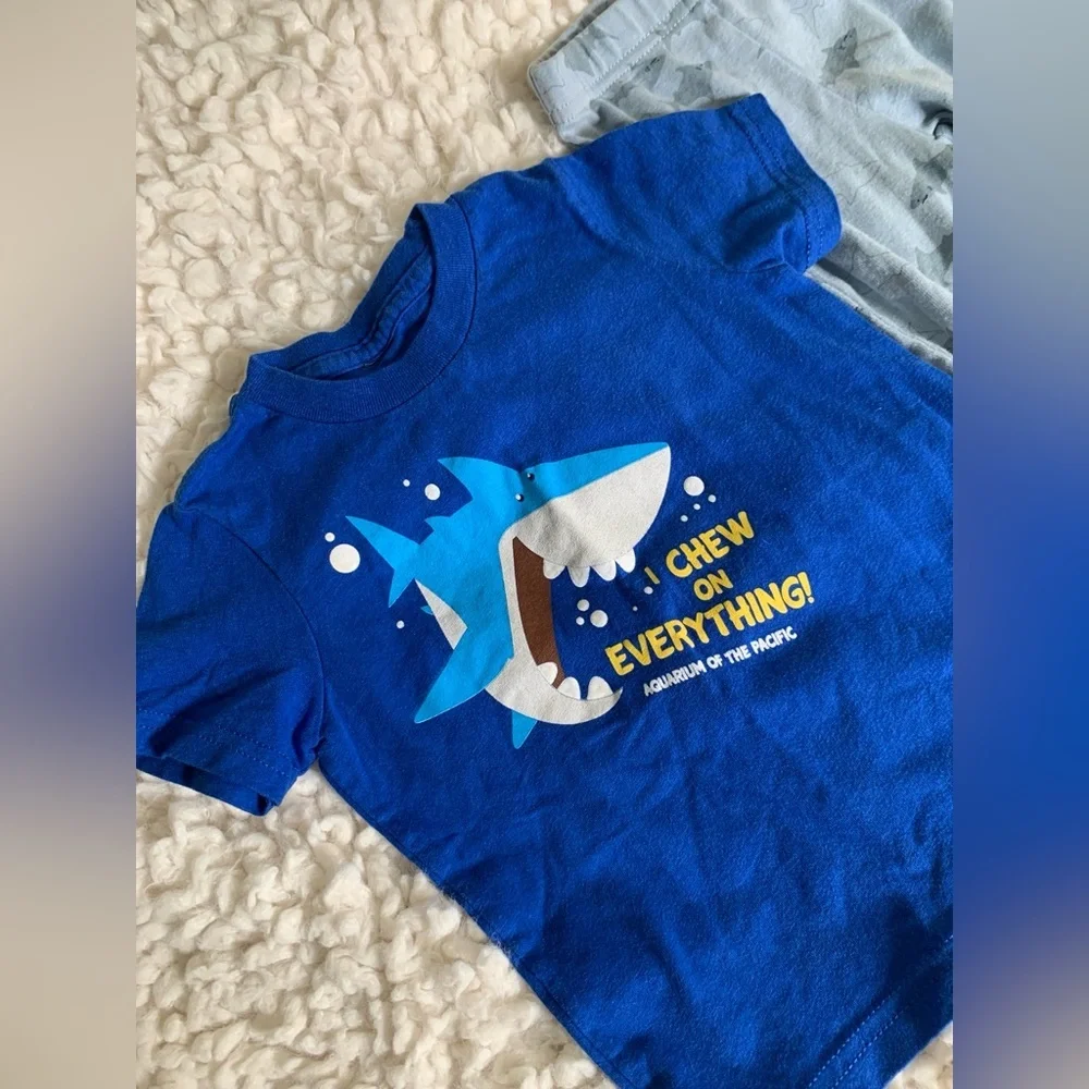 Carter's & Aquarium Blue Shark T-Shirt & Gray Shark 🦈 Pajama Pants Set